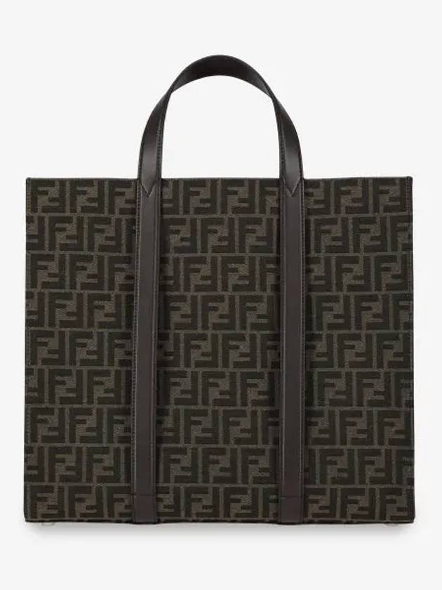 FF Jacquard Fabric Shopper Tote Bag Brown - FENDI - BALAAN 2