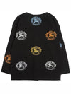 Kids All-Over Logo Wool Cardigan Black - BURBERRY - BALAAN 3