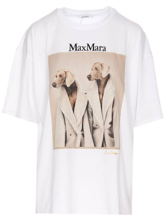 Wegman Print Cotton Short Sleeve T-Shirt White - MAX MARA - BALAAN.
