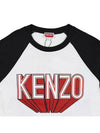 Logo Print Cotton Long Sleeve T-shirt Black White - KENZO - BALAAN 5