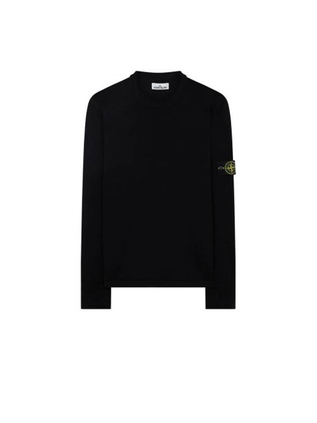 Men's Logo Wappen Crew Neck Knit Sweatshirt Black - STONE ISLAND - BALAAN 1