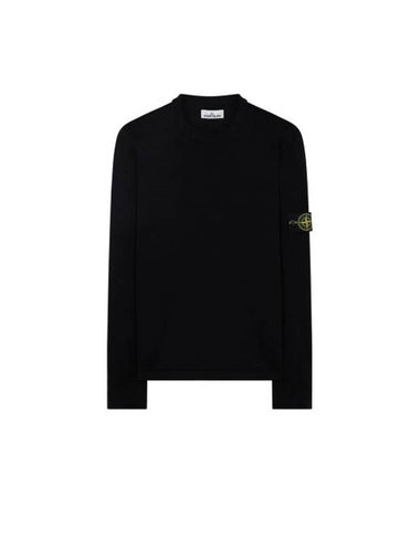 Men's Logo Wappen Crew Neck Knit Sweatshirt Black - STONE ISLAND - BALAAN 1