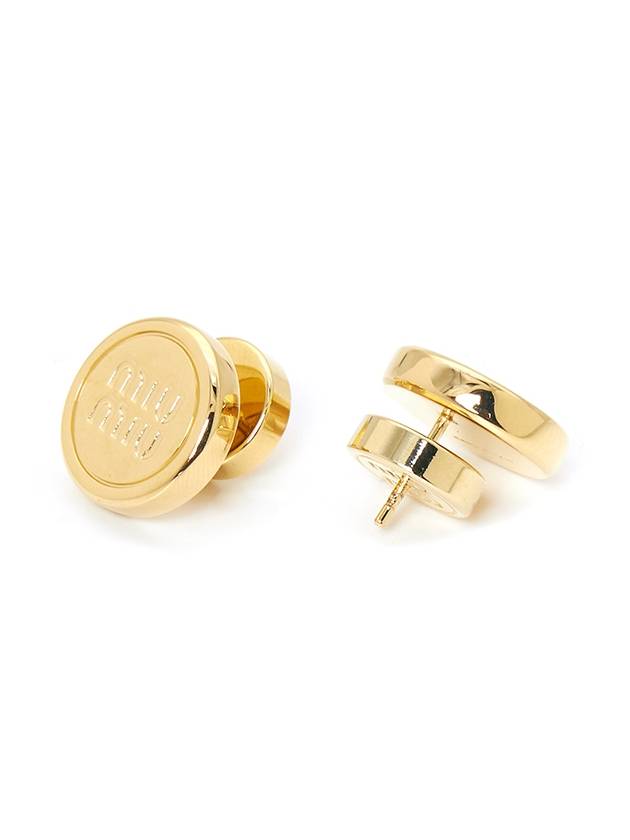 Round Logo Earrings Gold - MIU MIU - BALAAN 7