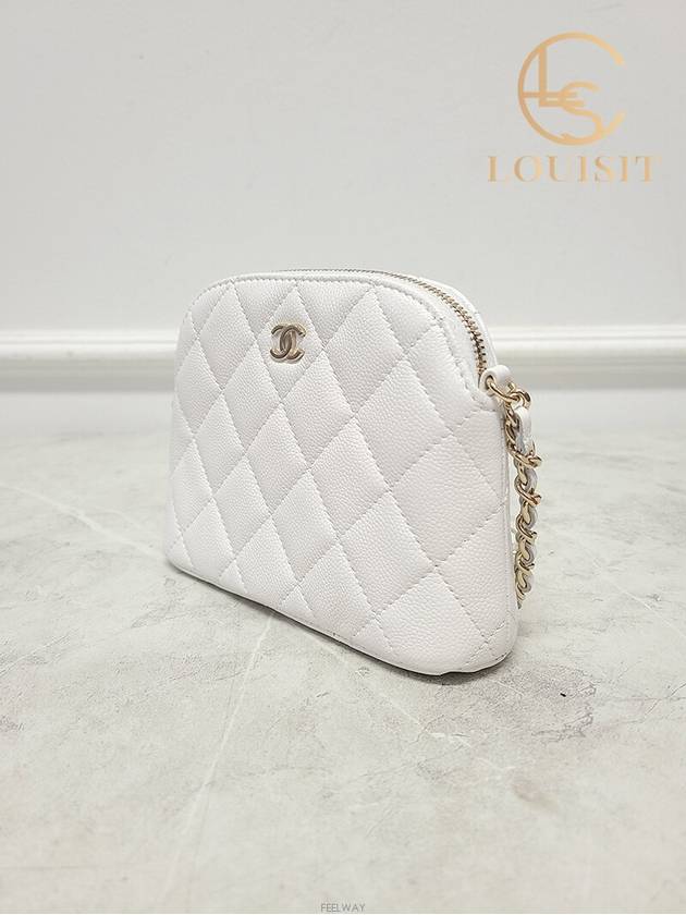 Used luxury goods Lewis It White caviar classic half moon chain mini bag - CHANEL - BALAAN 3