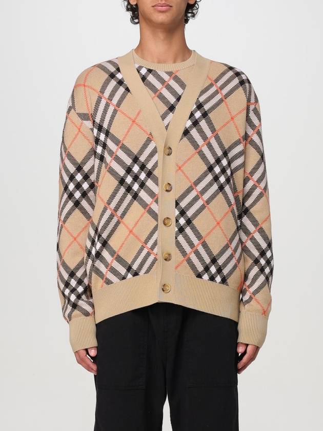 Check Wool Mohair Blend Cardigan Sand - BURBERRY - BALAAN 2