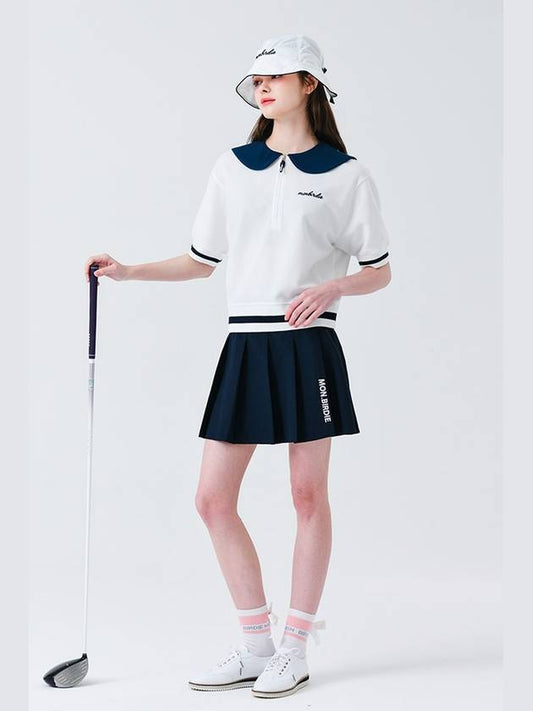 Ball marker patch nylon pleated skirt NAVY - MONBIRDIE GOLF - BALAAN 1