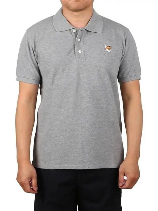 Fox Head Patch Classic Short Sleeve Polo Shirt Grey Melange - MAISON KITSUNE - BALAAN 2