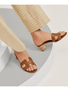 Oasis Calfskin Slipper Heels Gold Piqures Ecrues - HERMES - BALAAN 6