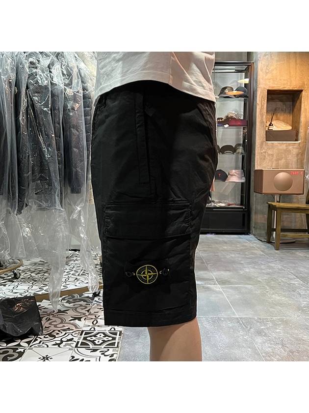 Light Stretch Cotton Bermuda Shorts Black - STONE ISLAND - BALAAN 5