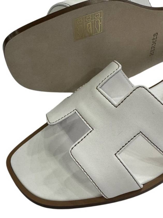 Oran Calfskin Slippers Blanc - HERMES - BALAAN 6