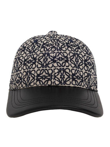 A.POR  Anagram Jacquard & Leather Navy Black Ball Cap K604358X01 - LOEWE - BALAAN 1