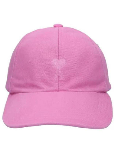 Small heart logo embroidered ball cap pink hat - AMI - BALAAN 1