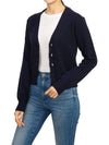 Embroidered Heart Logo Cashmere Cardigan Navy - AMI - BALAAN 6