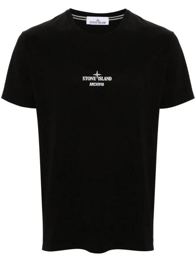 Archivio Cotton Short Sleeve T Shirt Black - STONE ISLAND - BALAAN 1