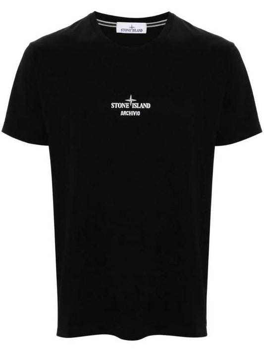 Archivio Cotton Short Sleeve T Shirt Black - STONE ISLAND - BALAAN 1