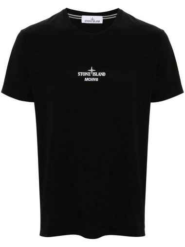 Archivio Cotton Short Sleeve T Shirt Black - STONE ISLAND - BALAAN 1