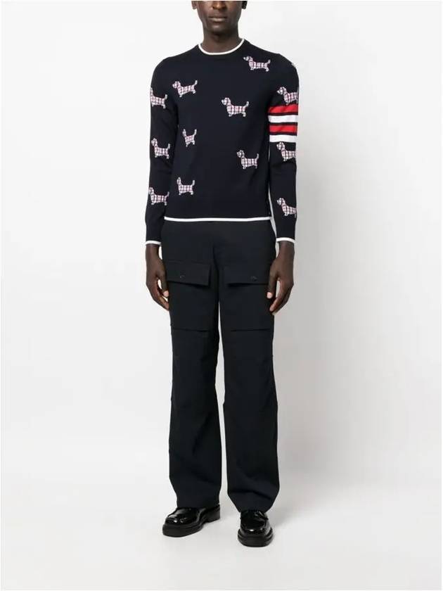 4-Bar Relaxed Hector Pullover Wool Knit Top Navy - THOM BROWNE - BALAAN 7