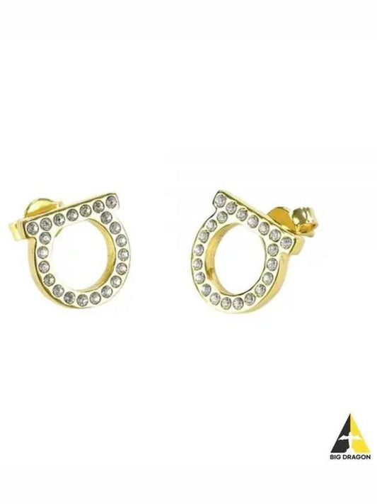 Gancini Crystal Large Earrings Gold - SALVATORE FERRAGAMO - BALAAN 2