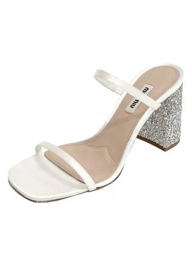 Sequin Sandals Heel White - MIU MIU - BALAAN 2