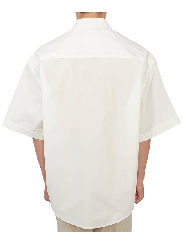 Men's Pocket Cotton Short Sleeve Shirt White - AMI - BALAAN 5