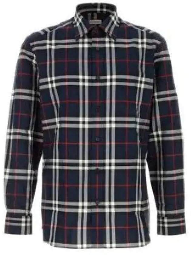 Check Pattern Long Sleeve Shirt Navy - BURBERRY - BALAAN 2