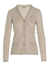 Women's Alex Pocket Wool Cardigan Beige - MAX MARA - BALAAN.