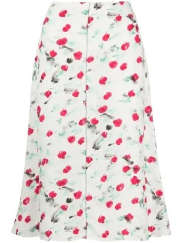 Flower Midi A-Line Skirt White - MARNI - BALAAN 2