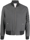 Diagonal Striped Knit Rib Blouson Bomber Jacket Dark Grey - THOM BROWNE - BALAAN 2