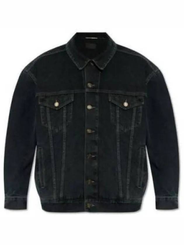 Egg Shape Denim Jacket Dark Blue Black - SAINT LAURENT - BALAAN 2