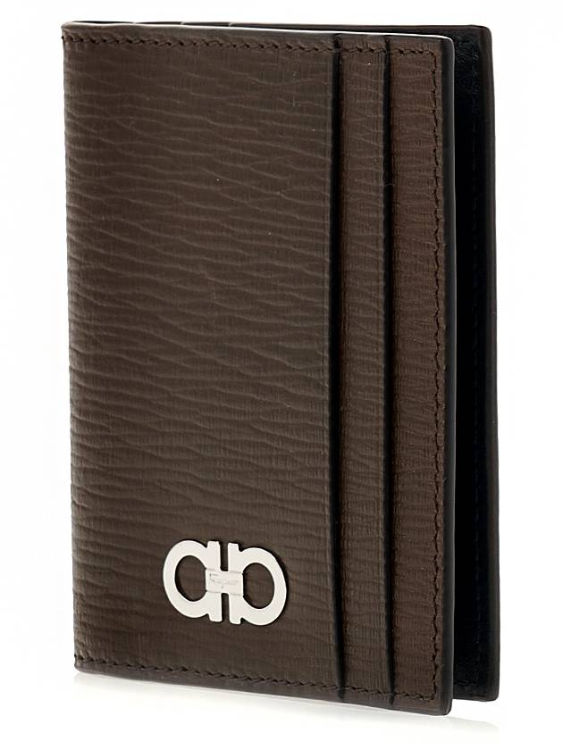 Gancini Card Wallet Brown - SALVATORE FERRAGAMO - BALAAN 3