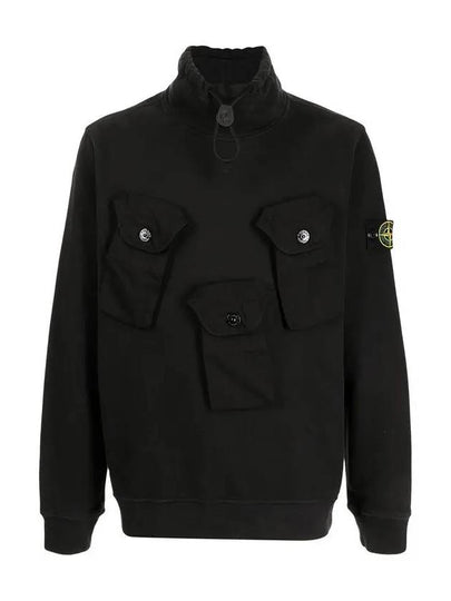 Wappen Patch Multi-Pocket Mock Neck Sweatshirt Black - STONE ISLAND - BALAAN 2