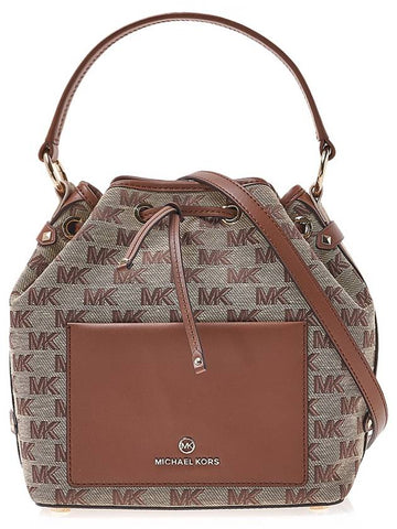 Maeve Logo Bucket Bag Beige Ebony - MICHAEL KORS - BALAAN 1