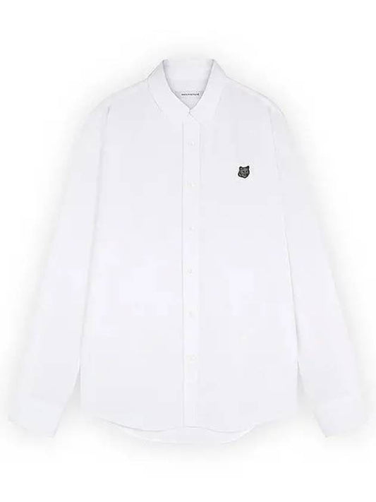 Fox Patch Cotton Long Sleeve Shirt White - MAISON KITSUNE - BALAAN 2