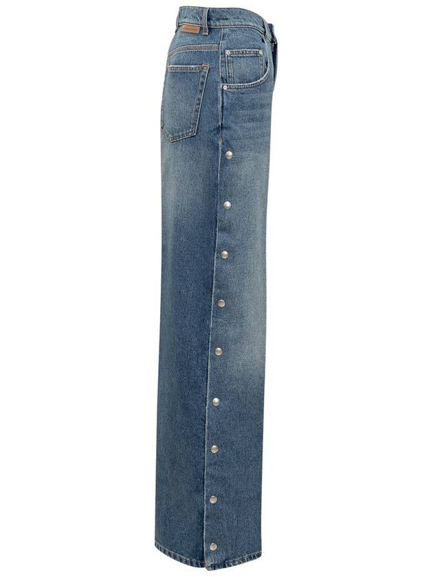 snap wide jeans blue - STELLA MCCARTNEY - BALAAN 4