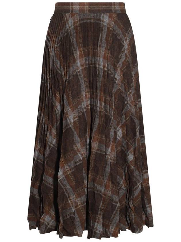 Check Crease Pleated Skirt Brown - BALENCIAGA - BALAAN 3