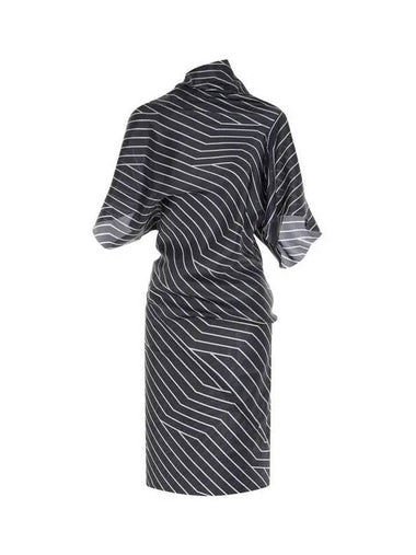 WOMEN unbalanced striped dress black - RICK OWENS - BALAAN 1