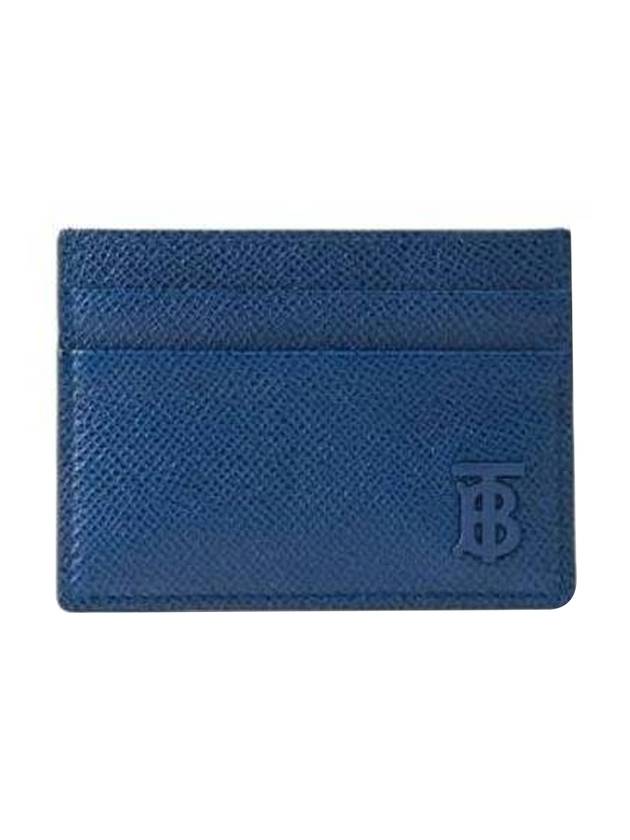 TB Logo Grain Leather Card Wallet Blue - BURBERRY - BALAAN 1