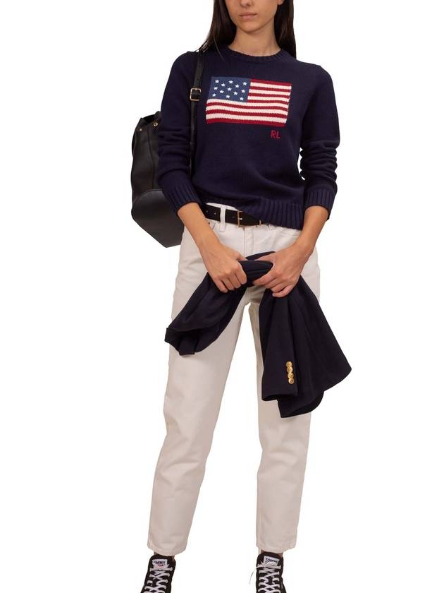 Flag Cotton Crew Neck Knit Top Navy - POLO RALPH LAUREN - BALAAN 3