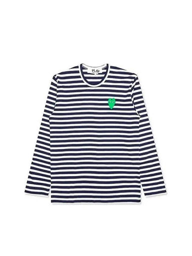 Heart Wappen Striped Long Sleeve T-Shirt White Navy - COMME DES GARCONS - BALAAN 1