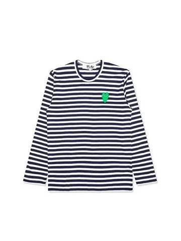 Heart Wappen Striped Long Sleeve T-Shirt White Navy - COMME DES GARCONS - BALAAN 1