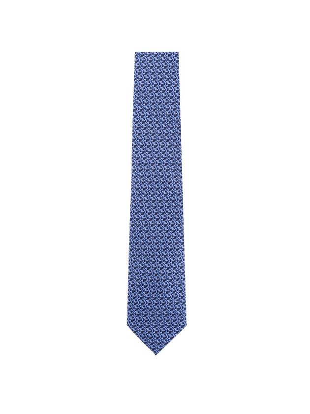 Gancini Pattern Silk Tie Blue - SALVATORE FERRAGAMO - BALAAN 2