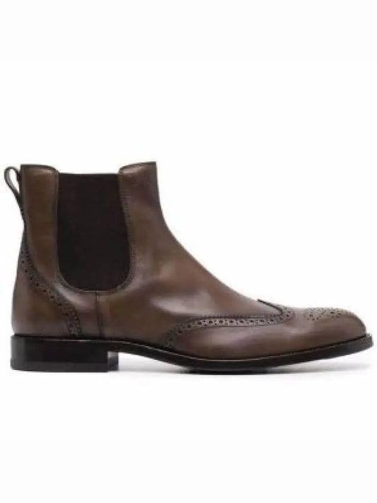 Brogue Detail Leather Chelsea Boots Brown - TOD'S - BALAAN 2