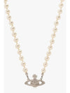 Mini Bas Relief Pearl Necklace Platinum Cream Pearl Crystal - VIVIENNE WESTWOOD - BALAAN 3