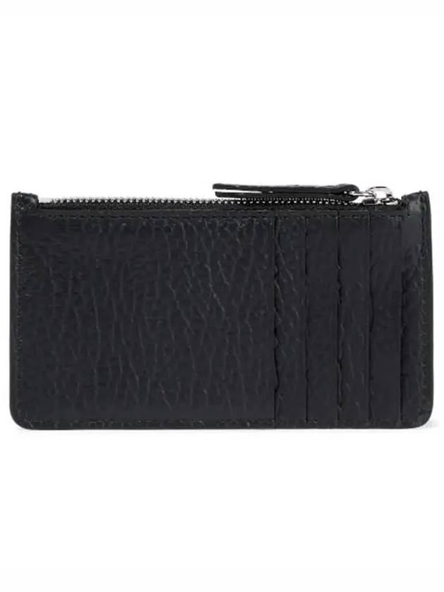 Pebble Leather Stitch Logo Zipper Card Wallet Black - MAISON MARGIELA - BALAAN 3