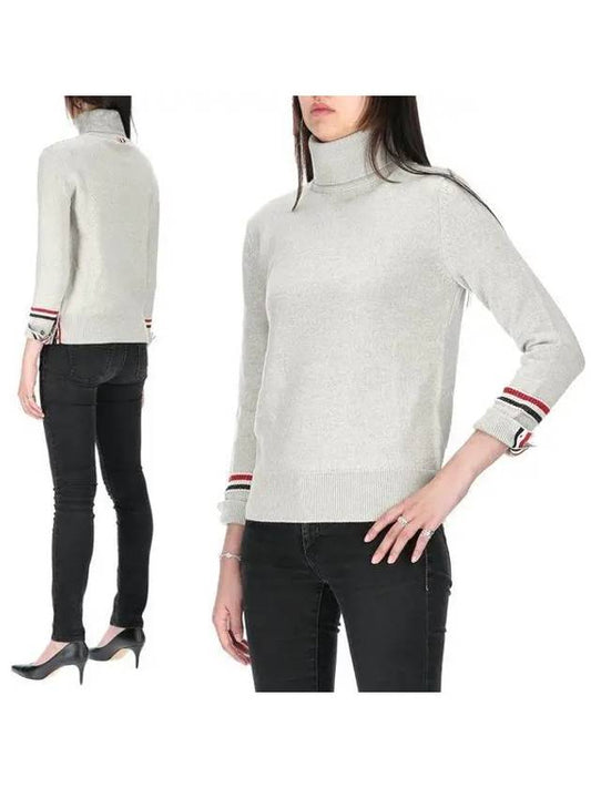 Women's Jersey Stitch Wool Turtleneck Beige - THOM BROWNE - BALAAN 2