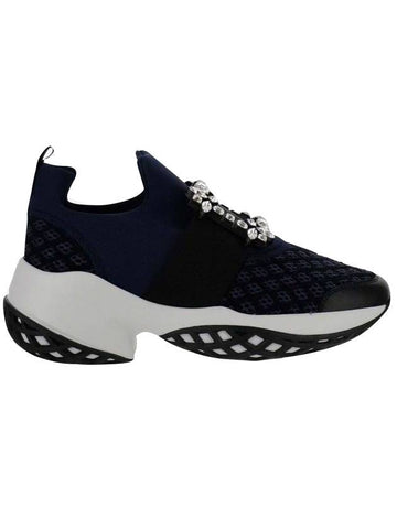 Viv' Run Strass Buckle Sneakers In Technical Fabrics Blue Black - ROGER VIVIER - BALAAN 1