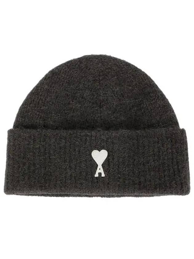 Logo Patch Knit Beanie Dark Gray - AMI - BALAAN 2