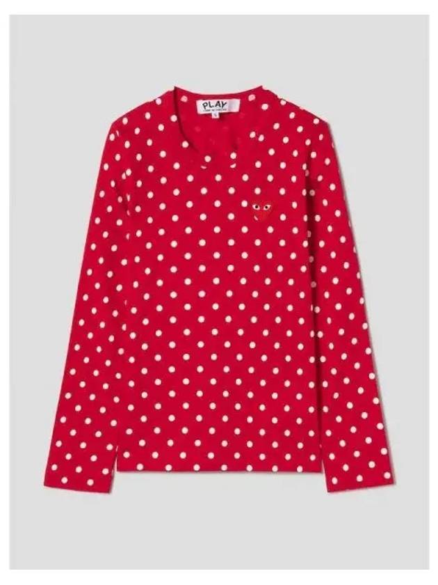 Women s Red Heart Waffen Polka Dot T Shirt White Domestic Product GM0023022421632 - COMME DES GARCONS PLAY - BALAAN 1