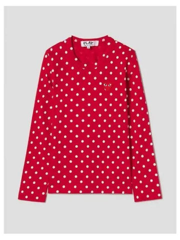 Women s Red Heart Waffen Polka Dot T Shirt White Domestic Product GM0023022421632 - COMME DES GARCONS PLAY - BALAAN 1