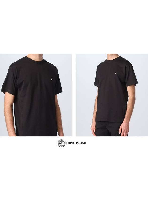 Stellina Embroid Logo Short Sleeve T-Shirt Black - STONE ISLAND - BALAAN 6